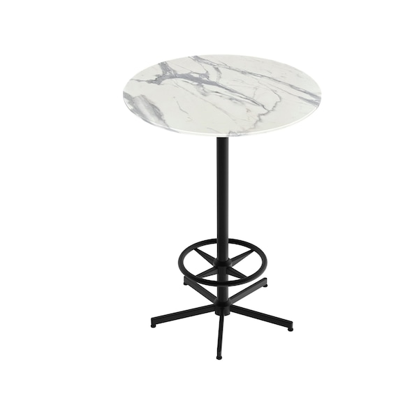 Holland Bar Stool Co 42 Tall OD216 Black Table Base w36 Diameter White Marble Top, IndoorOutdoor OD21642BWODS36RWM - main